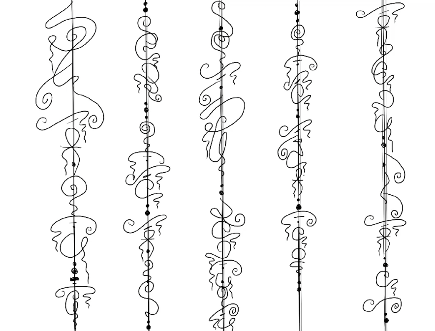 Decorative vertical alphabet